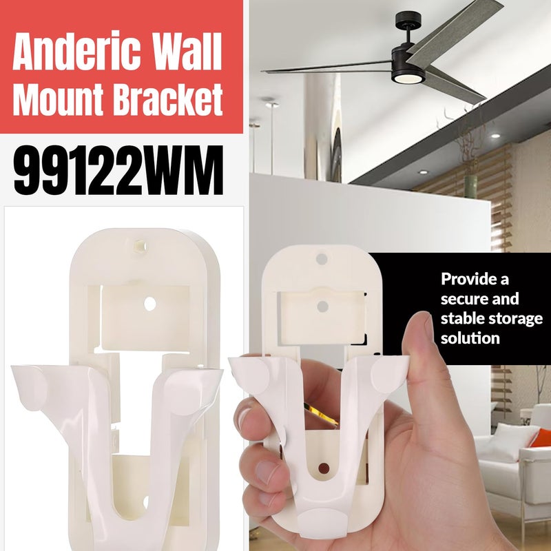Anderic Wall Mount Bracket for Hunter 99122, 99123, RAN003, K047402 and Other Same Style Handheld Remote Control transmitters - 99122WM - White - Image 3